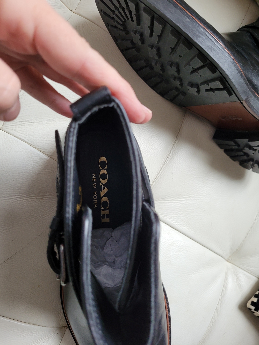 Coach Men's Black Leather Buckle Ankle Boots - Picture 4 of 6